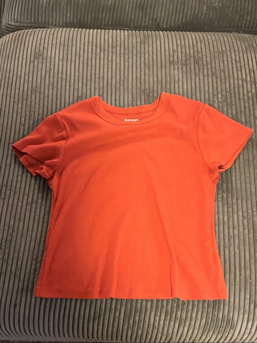 Old Navy Orange Ribbed Crewneck Short Sleeve Tee